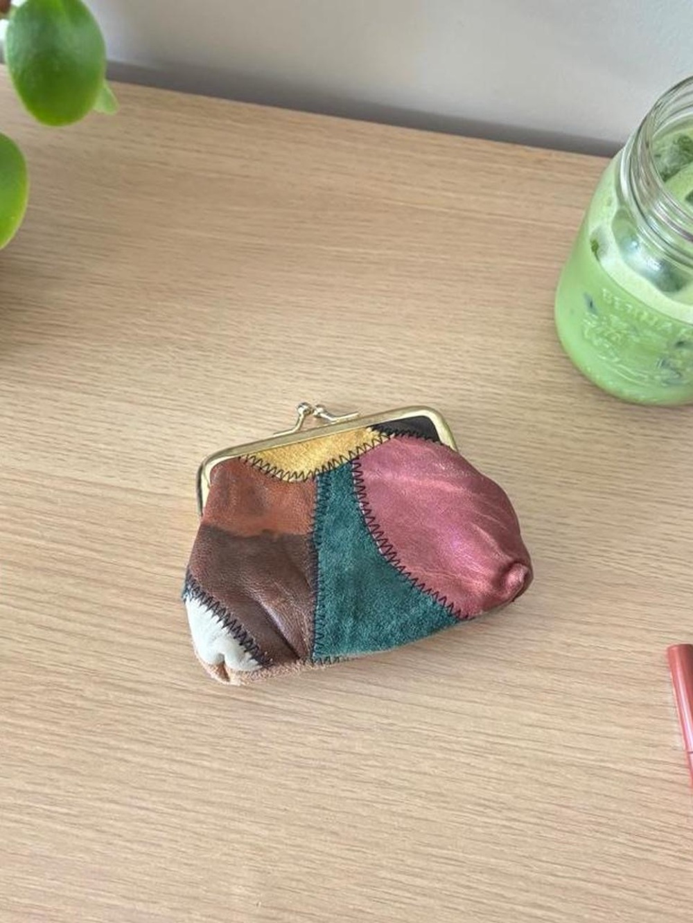 Vintage Patchwork Multicolor Leather Coin Purse